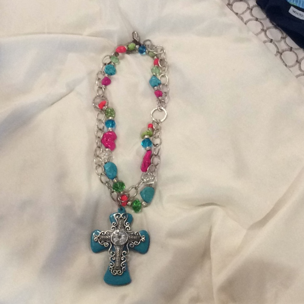 Funky Beaded large cross necklace